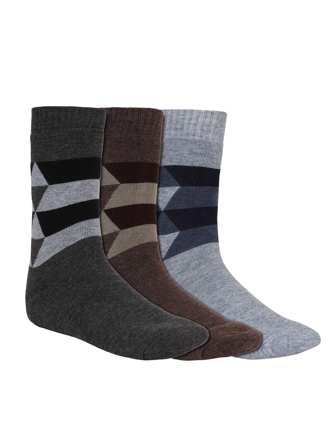 

Creature Men Pack Of 3 Patterned Calf-Length Socks, Brown