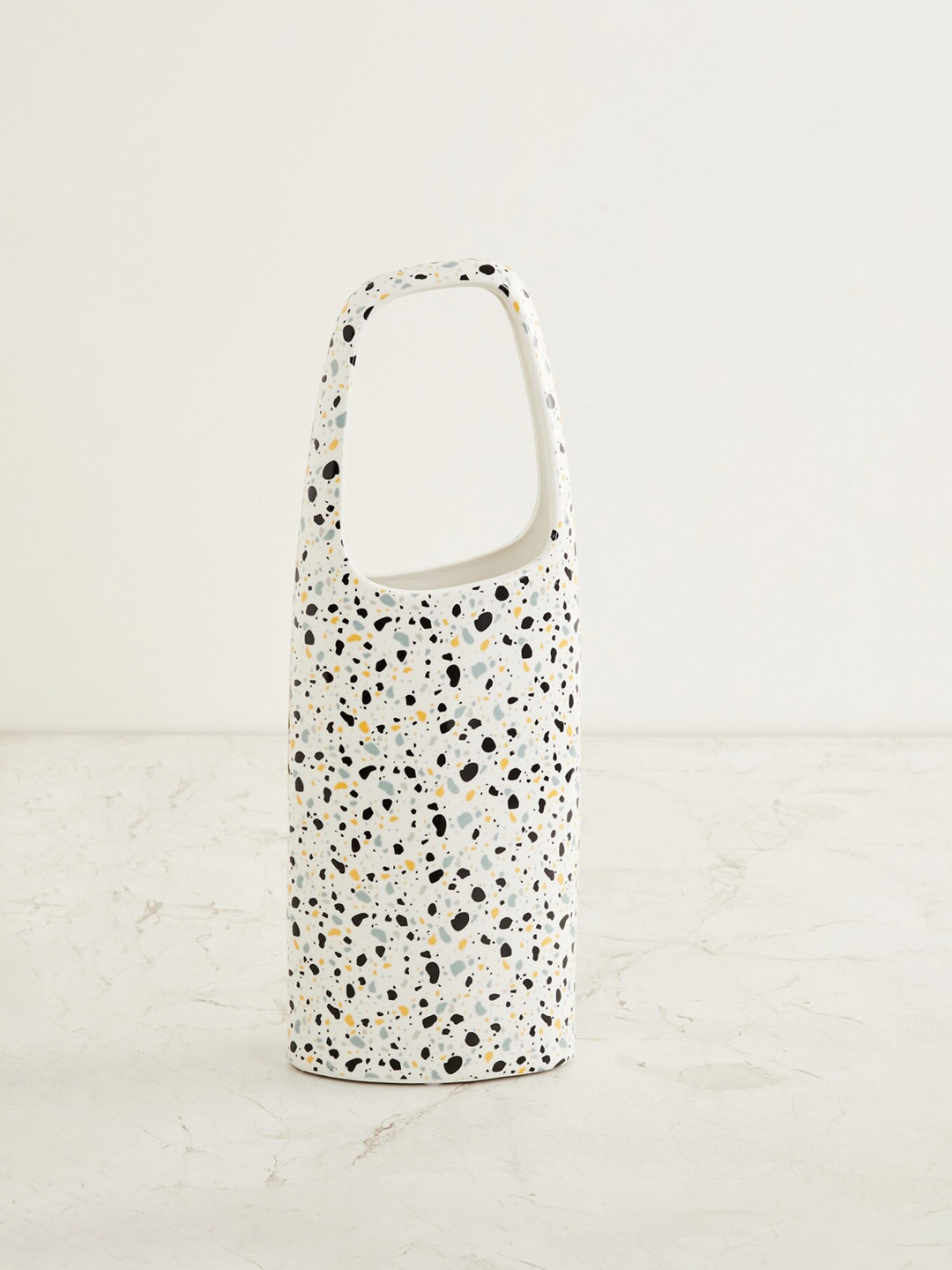 

Home Centre White & Black Printed Splendid Terrazzo Decal Vase