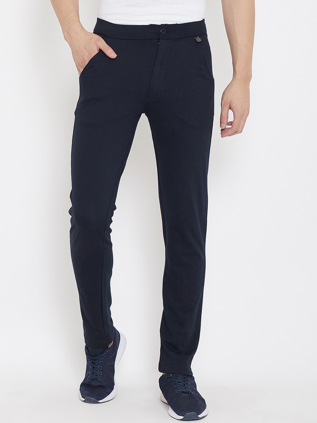 

Okane Men Navy Blue Solid Track Pants