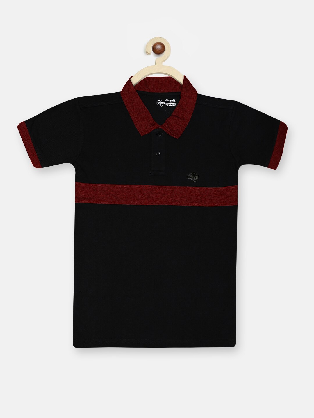 

CHIMPRALA Boys Black Polo Collar T-shirt, Maroon