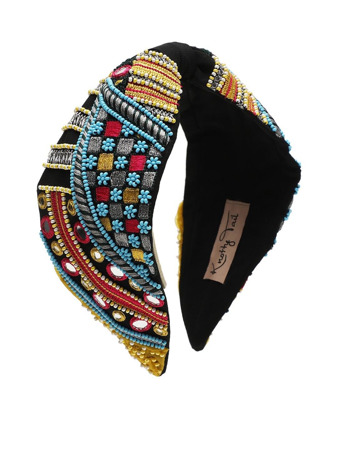 

Knotty Tail Women's Matte Finish Georgette Handmade Hair Head Band, Black