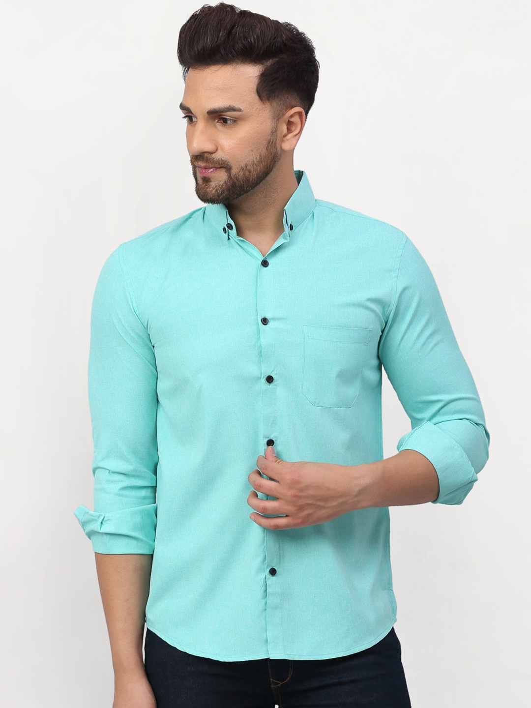 

JAINISH Men Blue Solid Regular Fit Casual Shirt