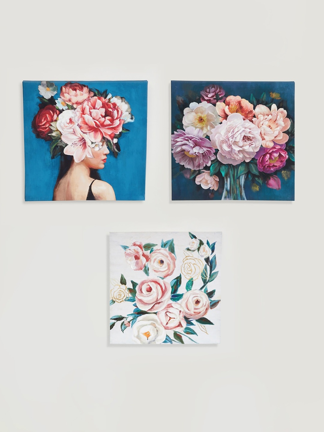 

Home Centre Set Of 3 Multicoloured Brezza Flower Wall Art, Multi