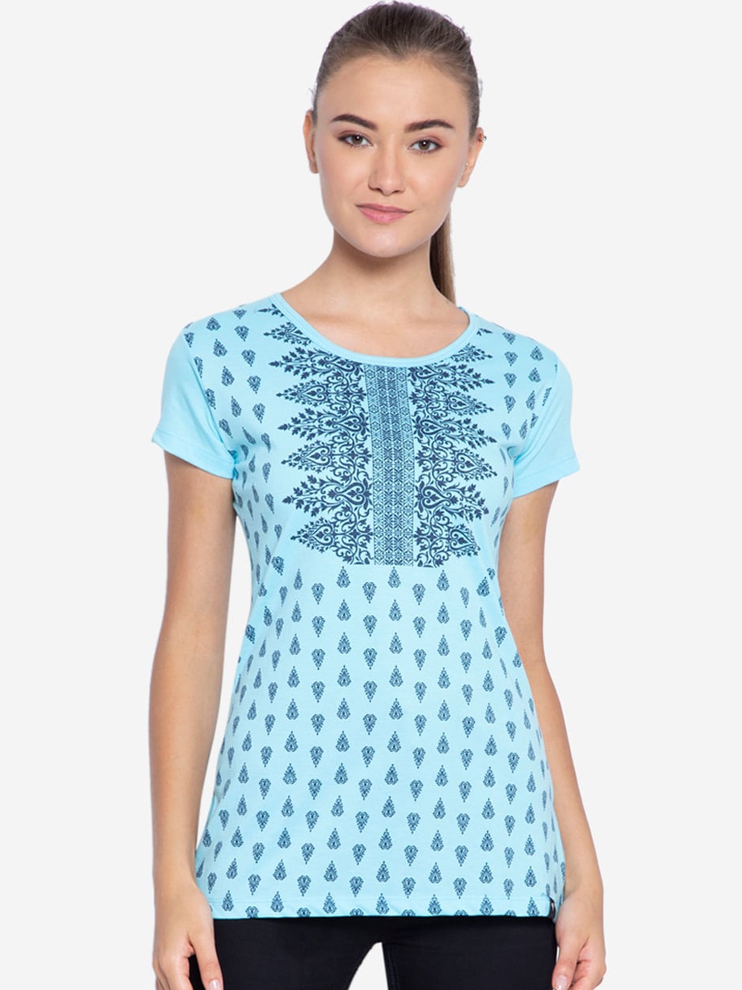 

NEVA Blue Printed Regular Top