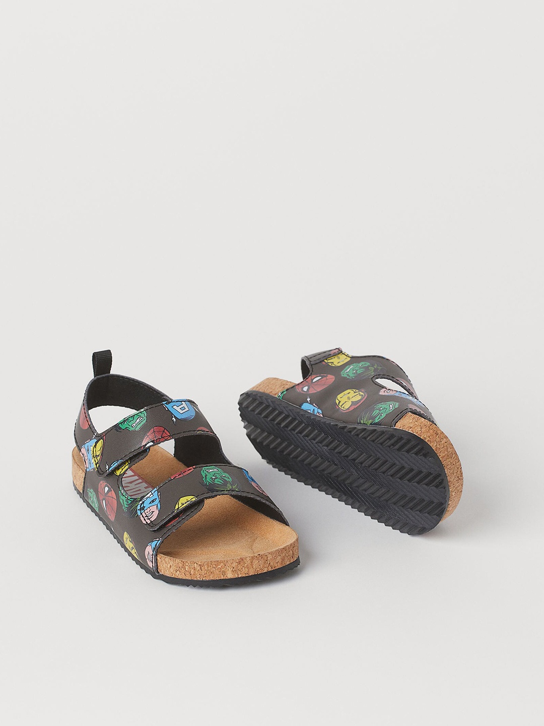 

H&M Girls Grey Marvel Motif-Detail Open Toe Flats