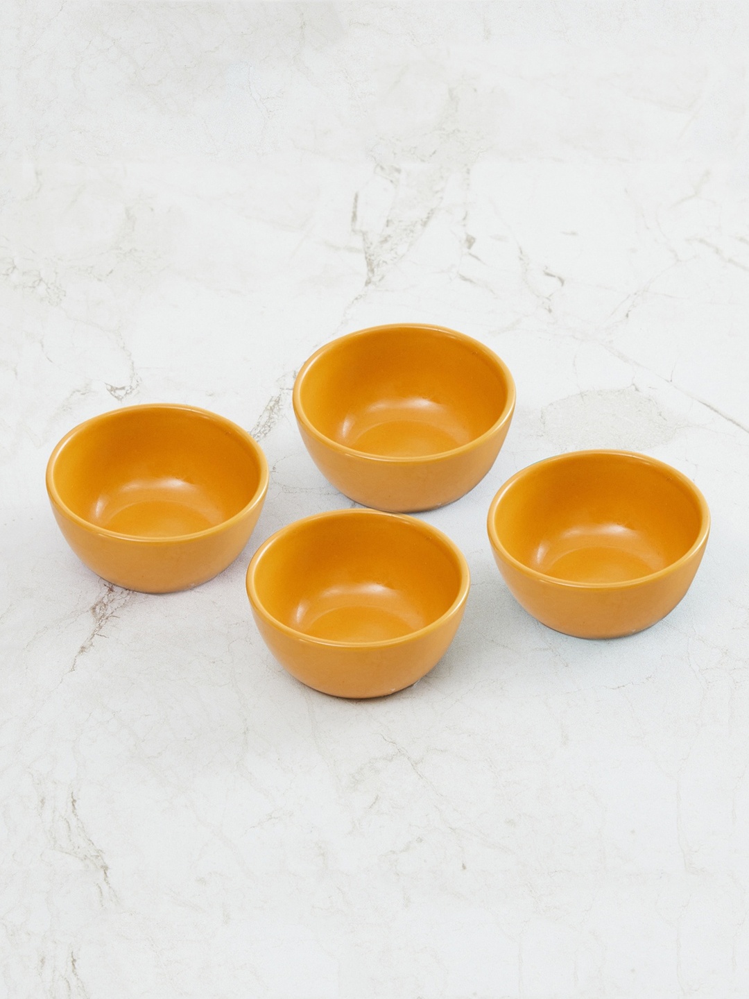 

Home Centre Set Of 4 Mustard Yellow Solid Dip Bowls