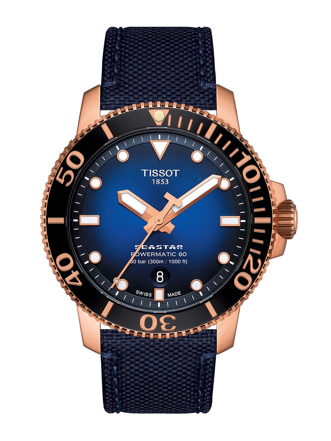 

TISSOT Men Blue Seastar 1000 Powermatic 80 Analogue Watch T1204073704100