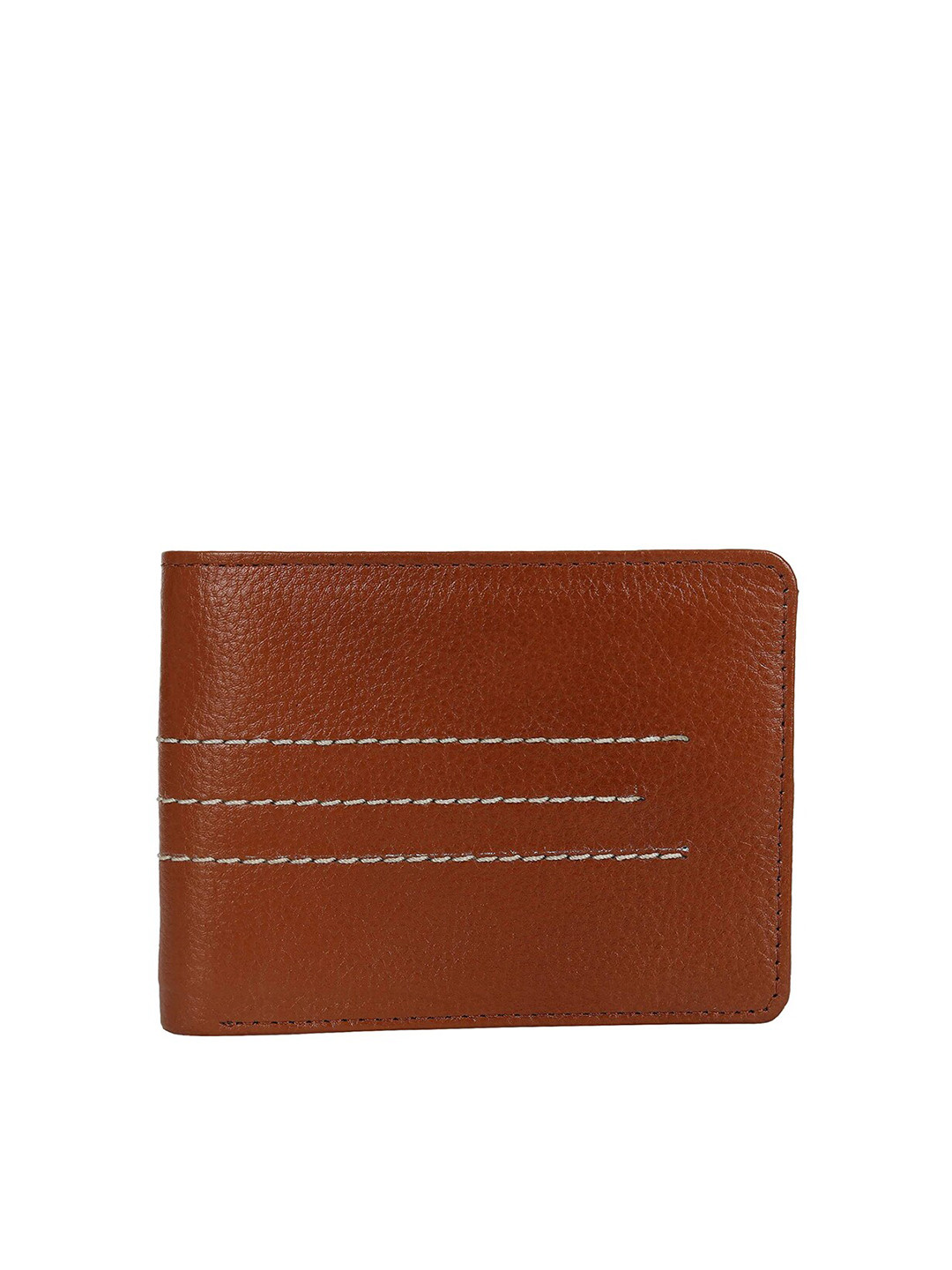 

Leather World Men Tan Striped Two Fold Wallet