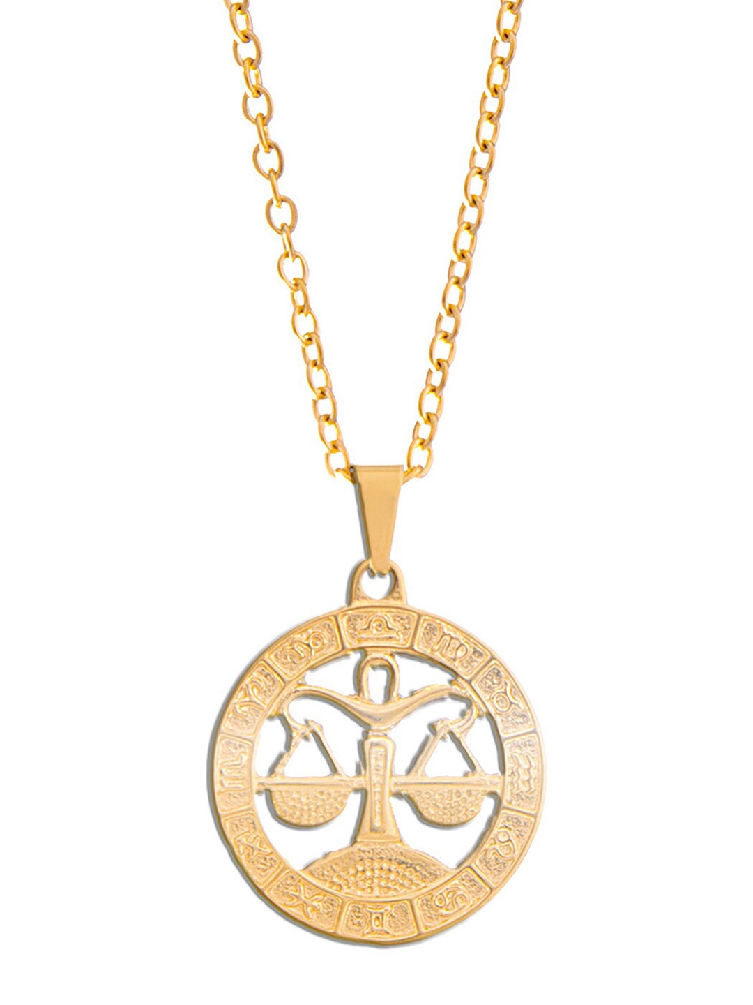 

Moon Dust Gold-Plated Zodiac Sun Sign Rashi Pendant With Chain