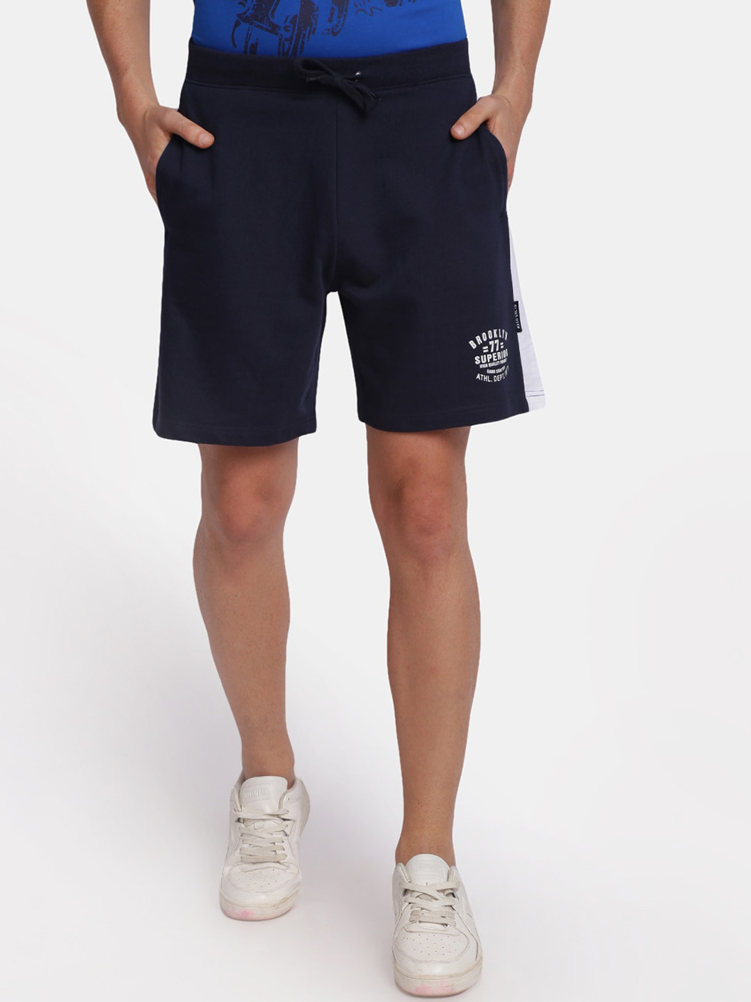 

MASH UNLIMITED Men Navy Blue Solid Regular Fit Regular Shorts