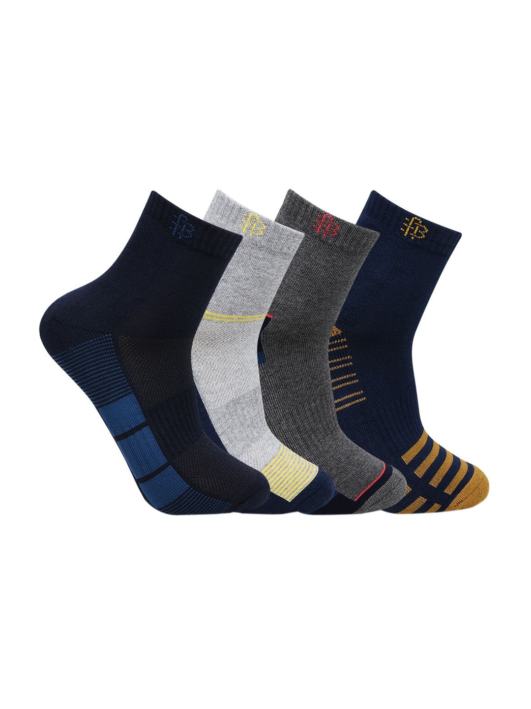 

Bonjour Men Pack Of 4 Assorted Cushioned Ankle-Length Socks