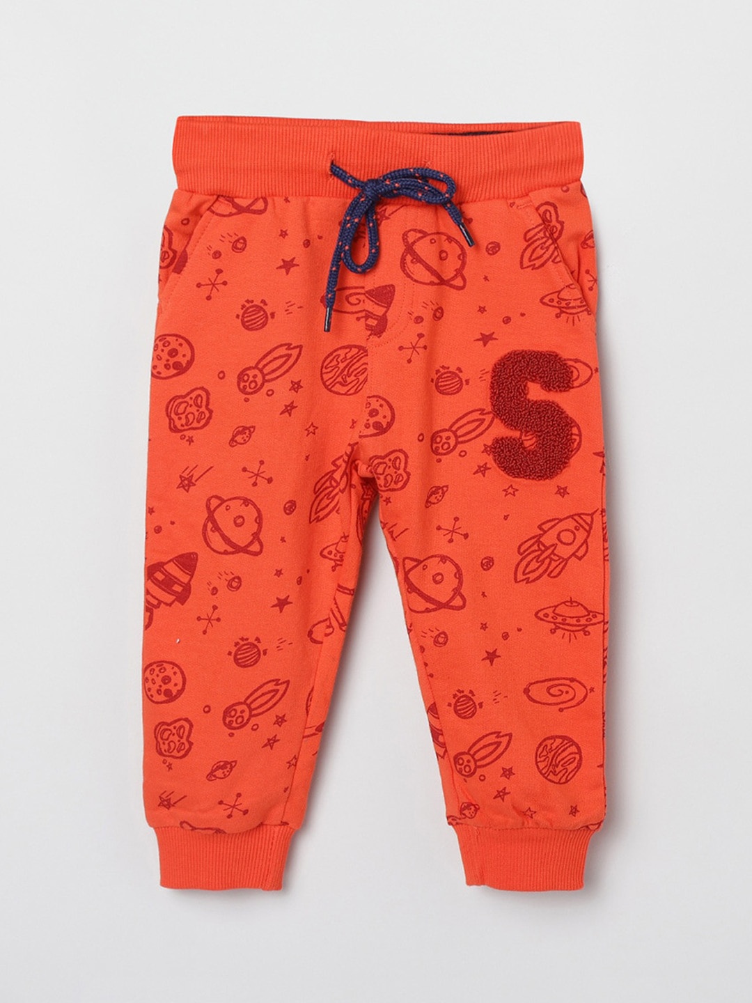 max Boys Orange Printed Joggers