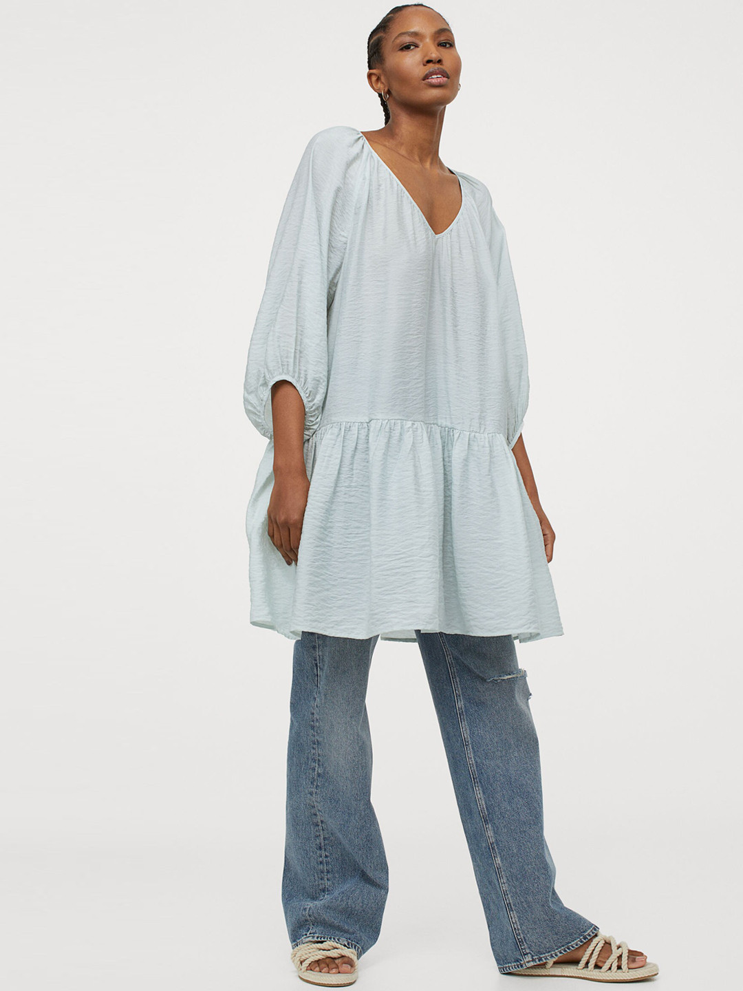 

H&M Women Turquoise Blue Airy Dress