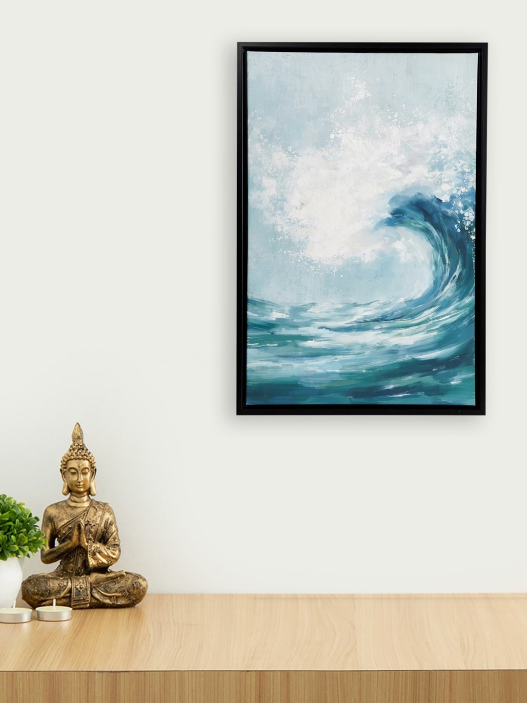

Home Centre Teal & White Mezzuna Wave Painting