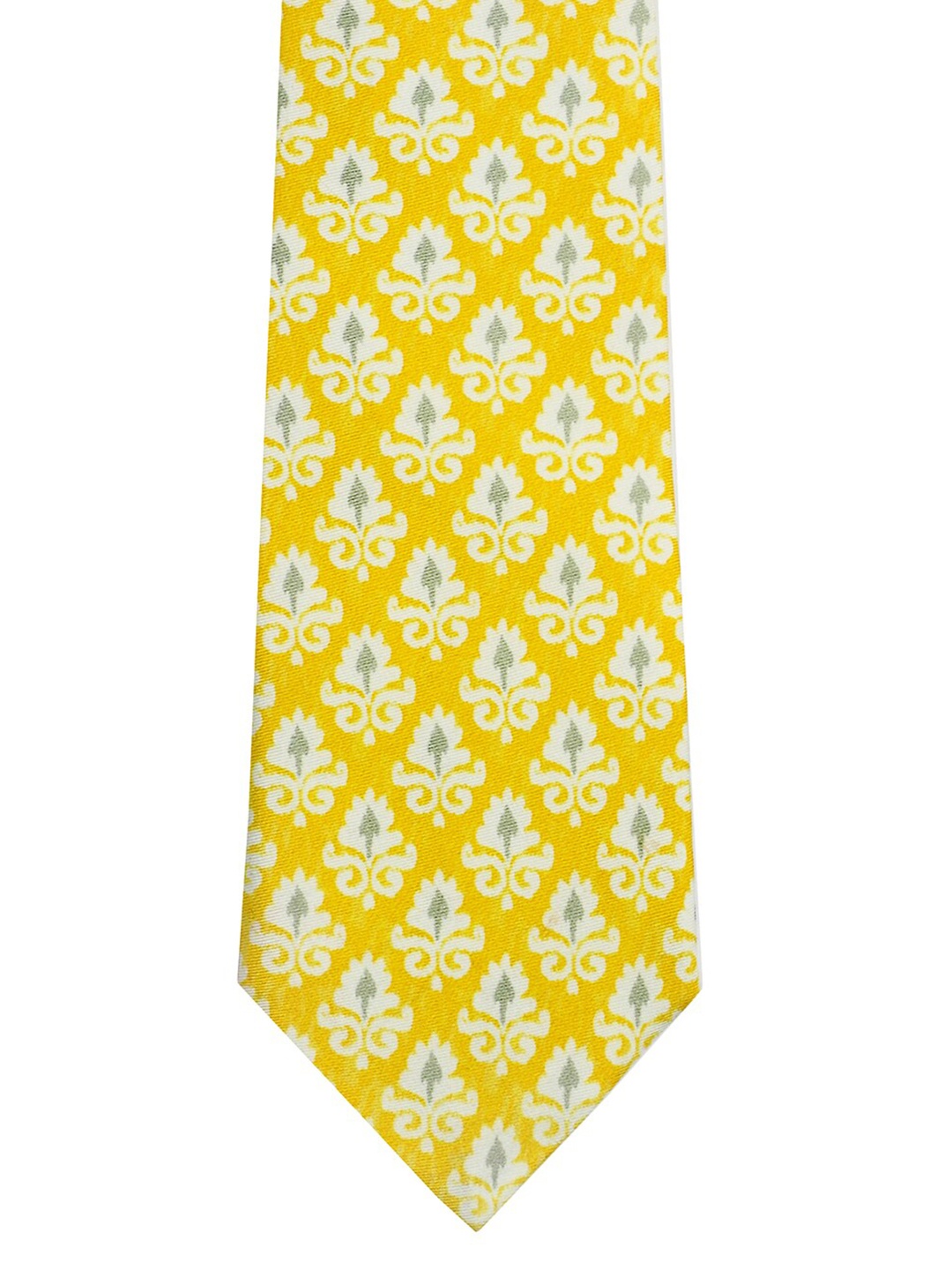 

CHOKORE Men Yellow & White Printed Broad Tie