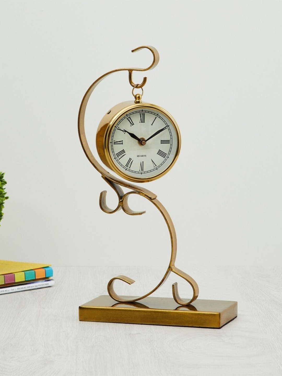 

Home Centre Gold & White Geometric Contemporary Table Clock