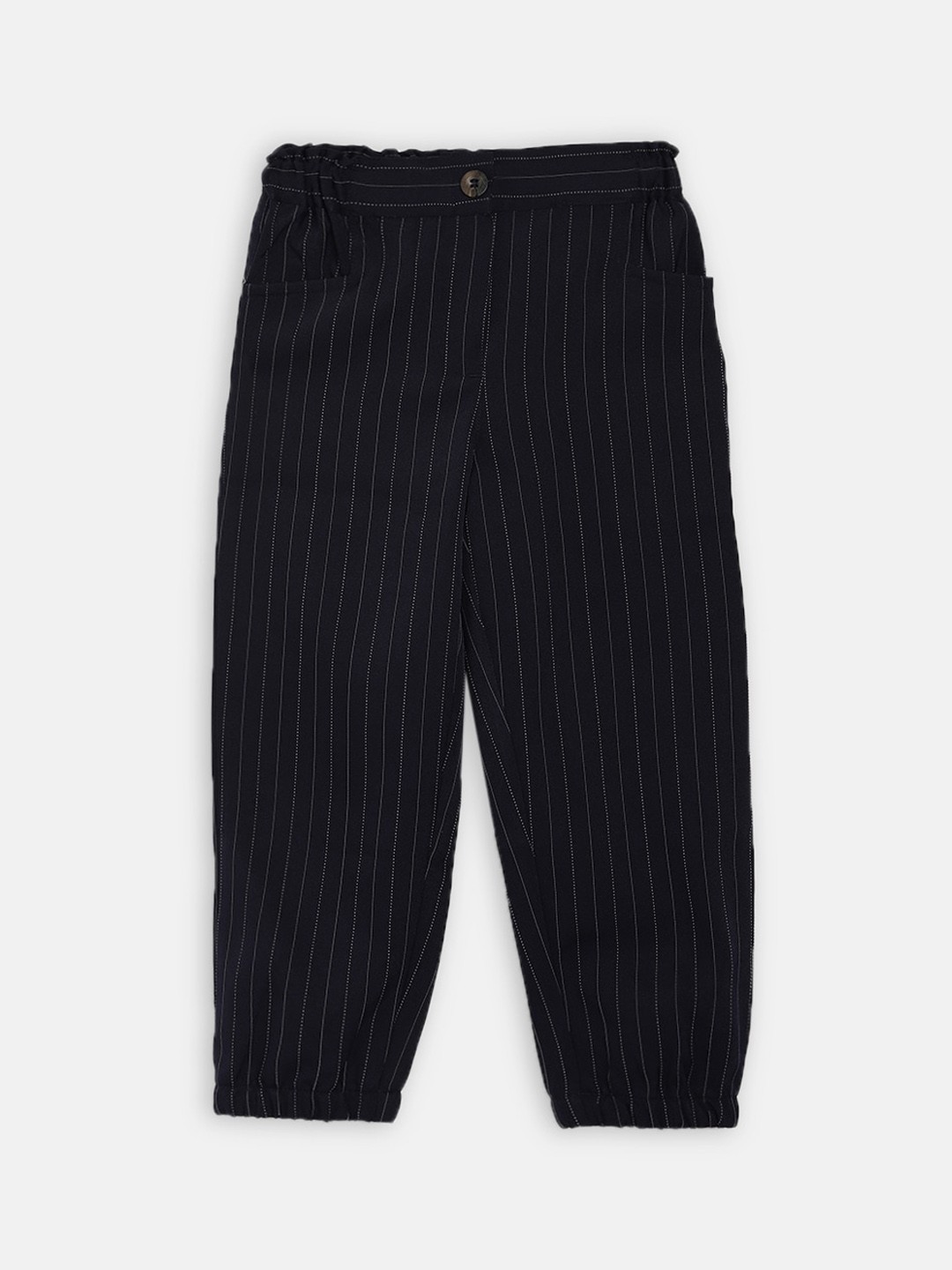 

Blue Giraffe Girls Black & White Striped Straight-Fit Joggers