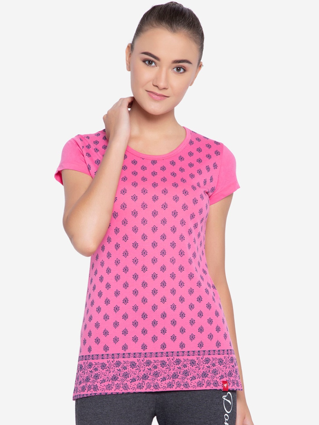 

NEVA Women Rose Pink Printed Regular Top