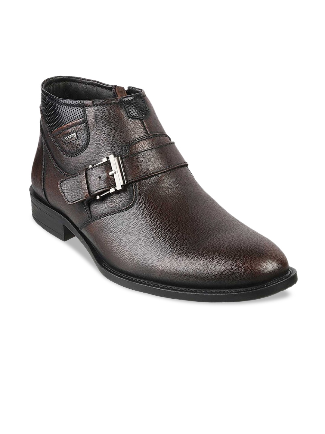 

Metro Men Brown Textured Formal Leather Boots