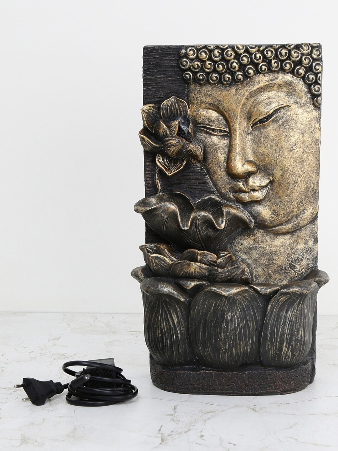 

Home Centre Gold-Toned & Black Alpine Spring Buddha with Lotus Wall Fountain