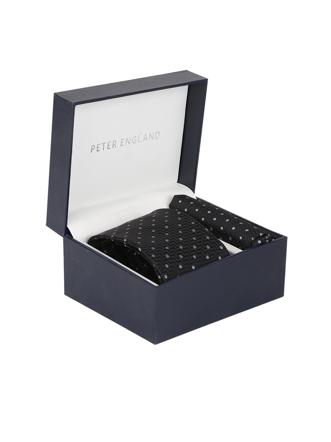 

Peter England Men Black & White Polka Dot Printed Accessory Gift Set