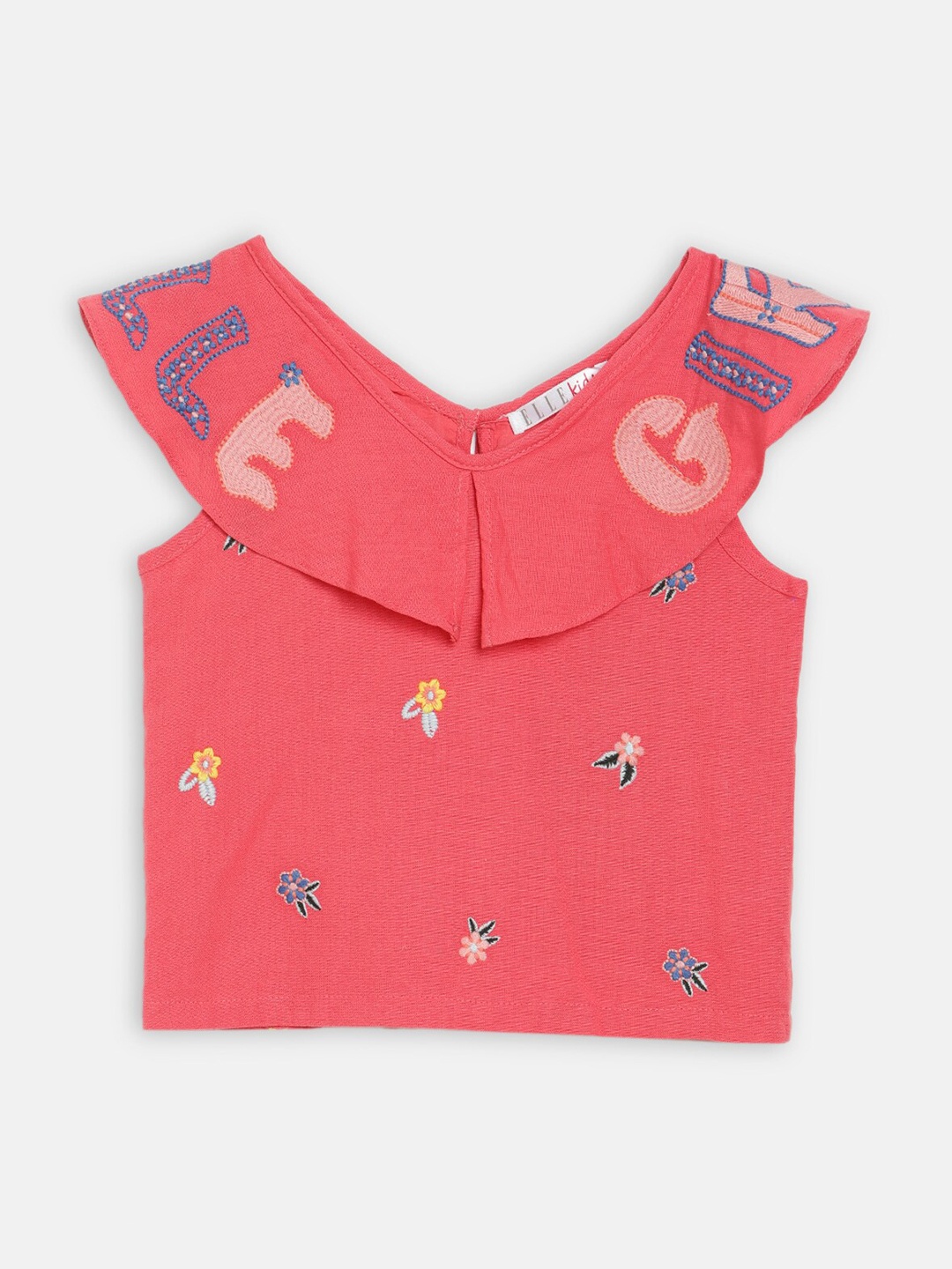 

ELLE Girls Coral Floral Printed Regular Top