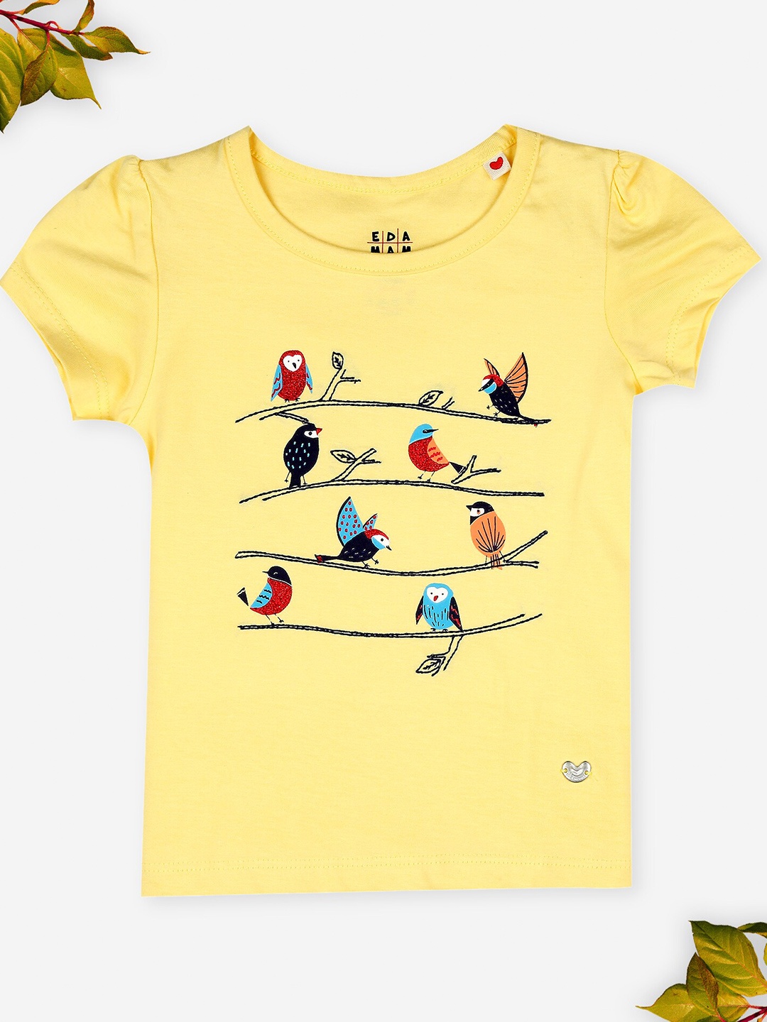 

Ed-a-Mamma Girls Yellow Printed T-shirt