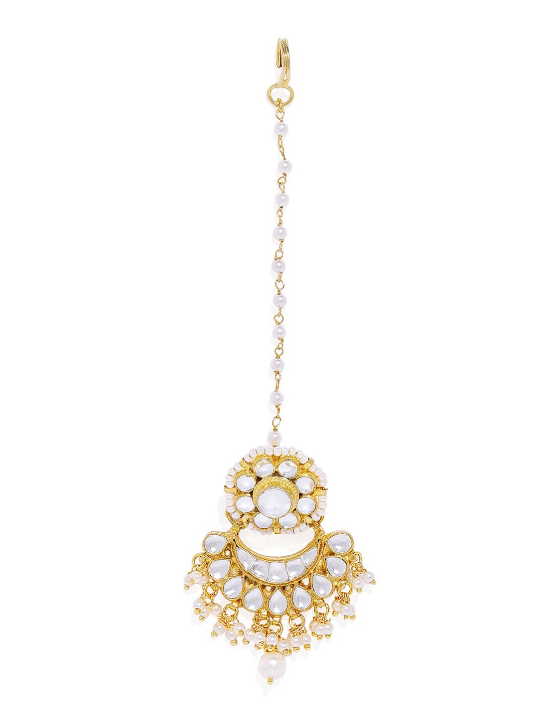 

AccessHer Gold-Toned White Kundan-Studded Vilandi Maang Tikka