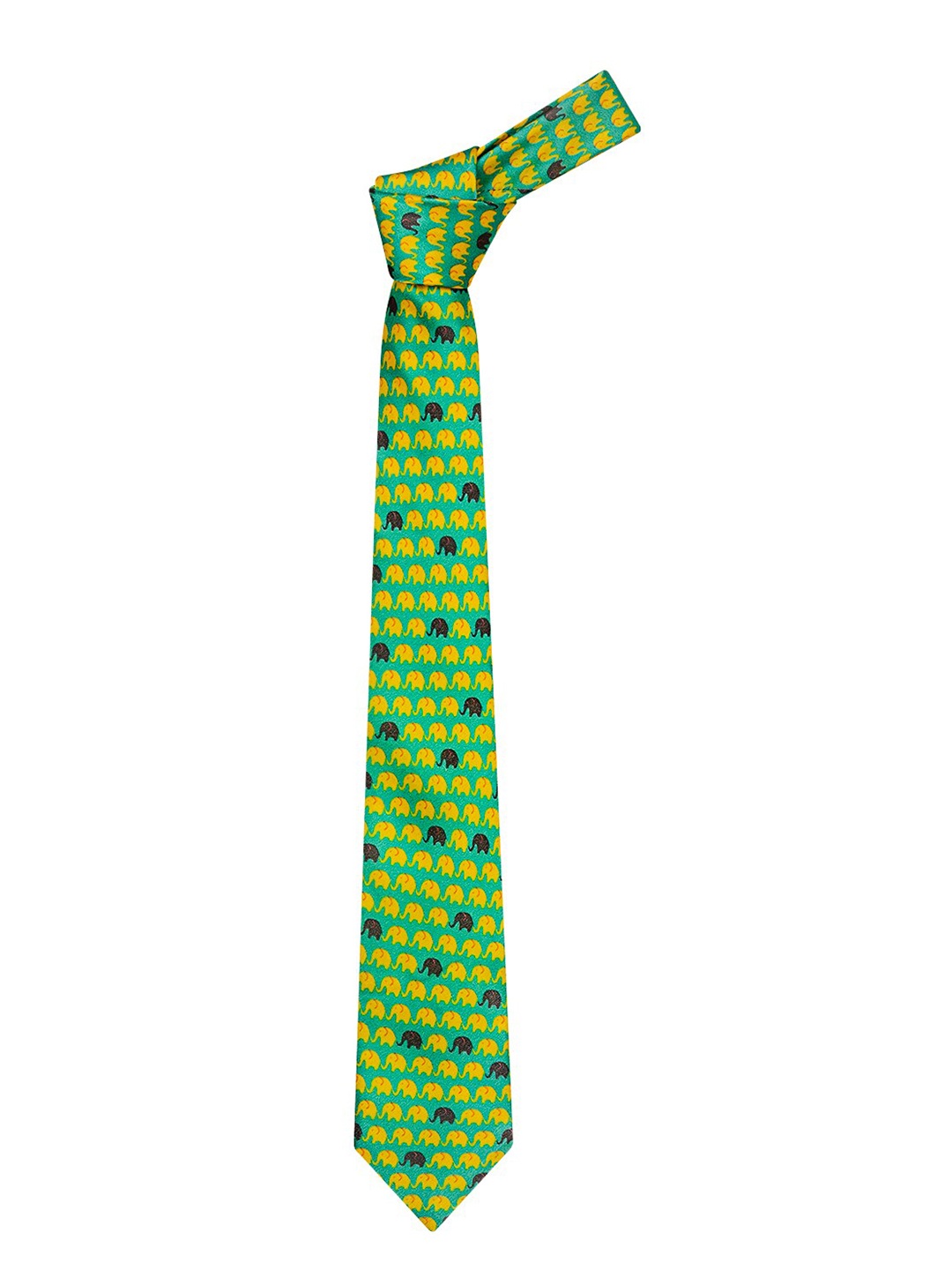 

CHOKORE Men Sea Green & Yellow Printed Broad Tie