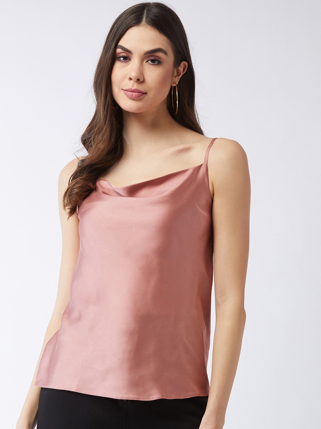 MAGRE Pink Cowl Neck Regular Top