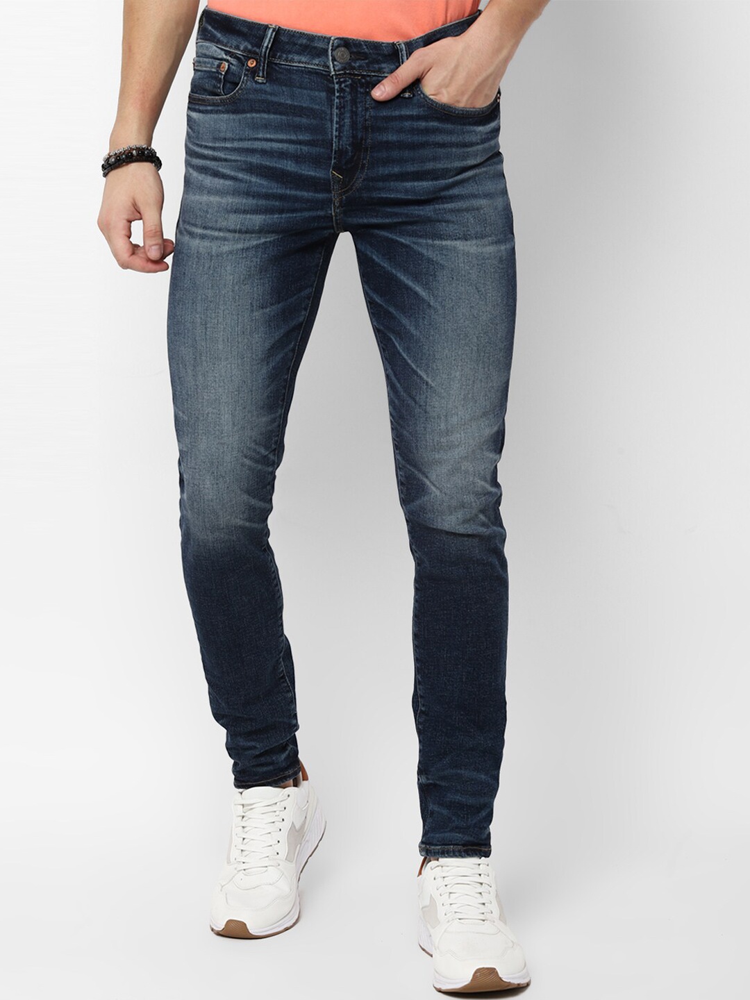 

AMERICAN EAGLE OUTFITTERS Men Blue Skinny Fit Heavy Fade Jeans