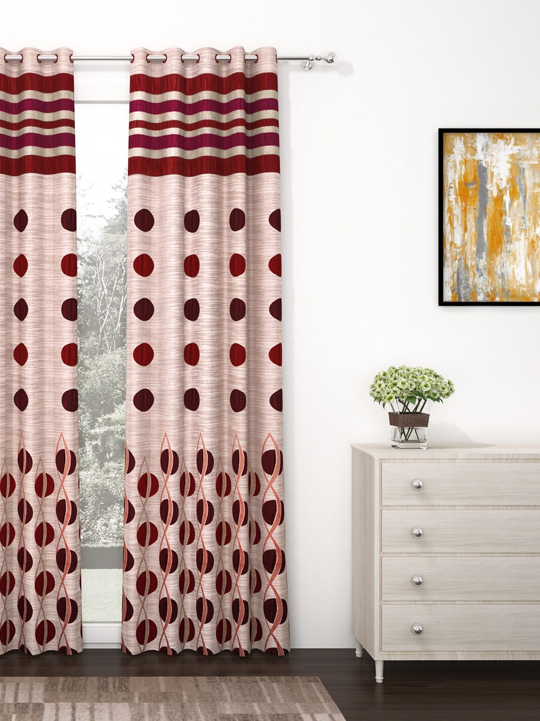 

Story@home Champagne Single Premium Jacquard 350GSM Room Darkening Eyelet Door Curtain