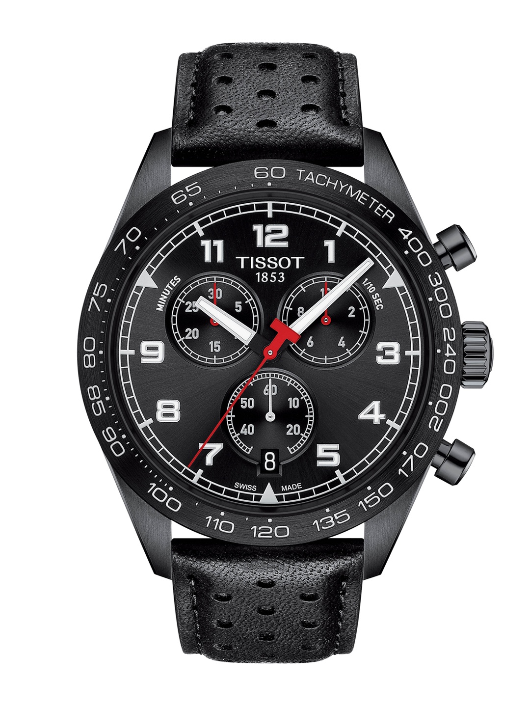 

TISSOT Men Black Leather Chronograph Watch T1316173605200