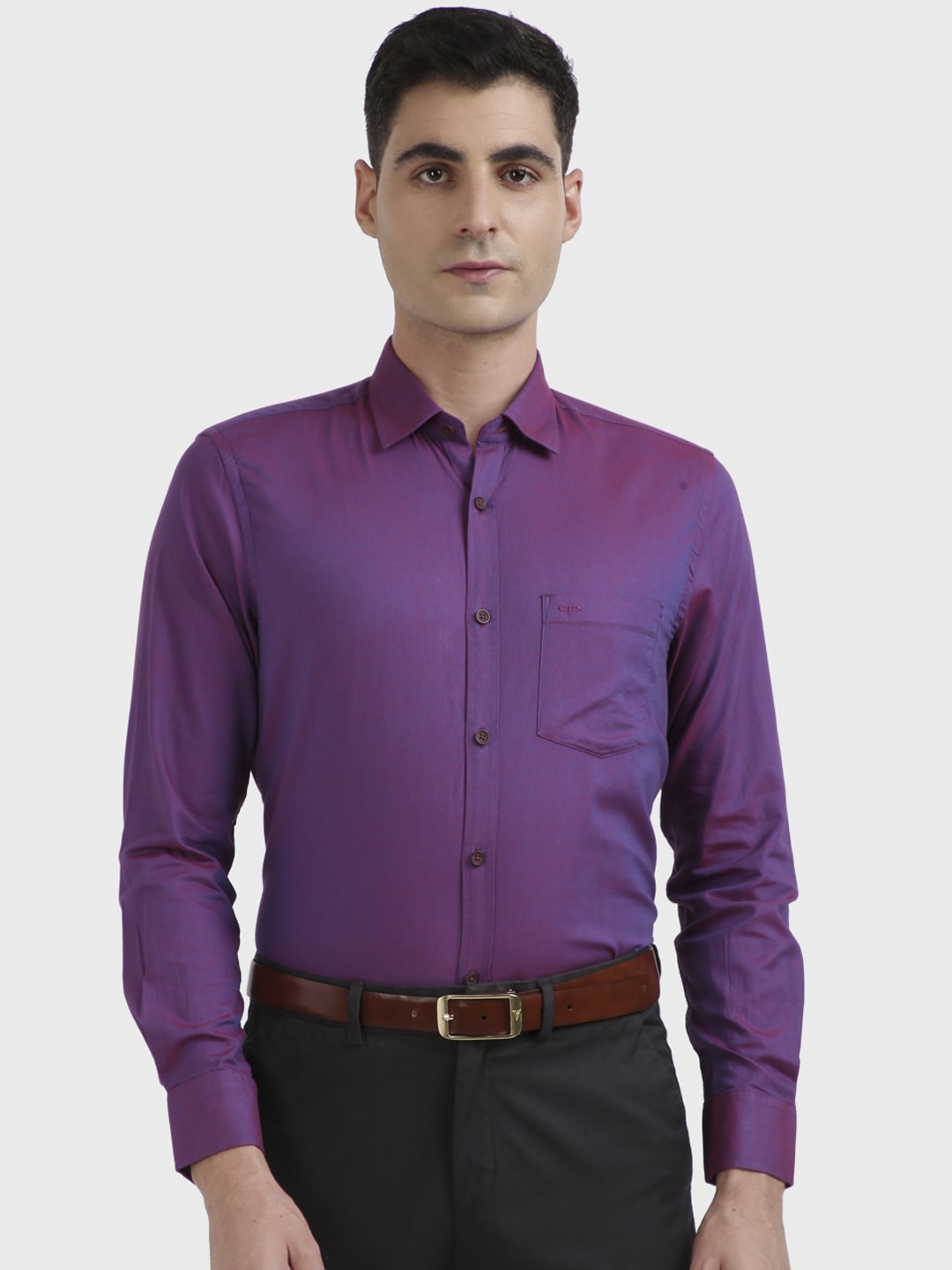 

ColorPlus Men Purple Tailored Fit Solid Casual Shirt