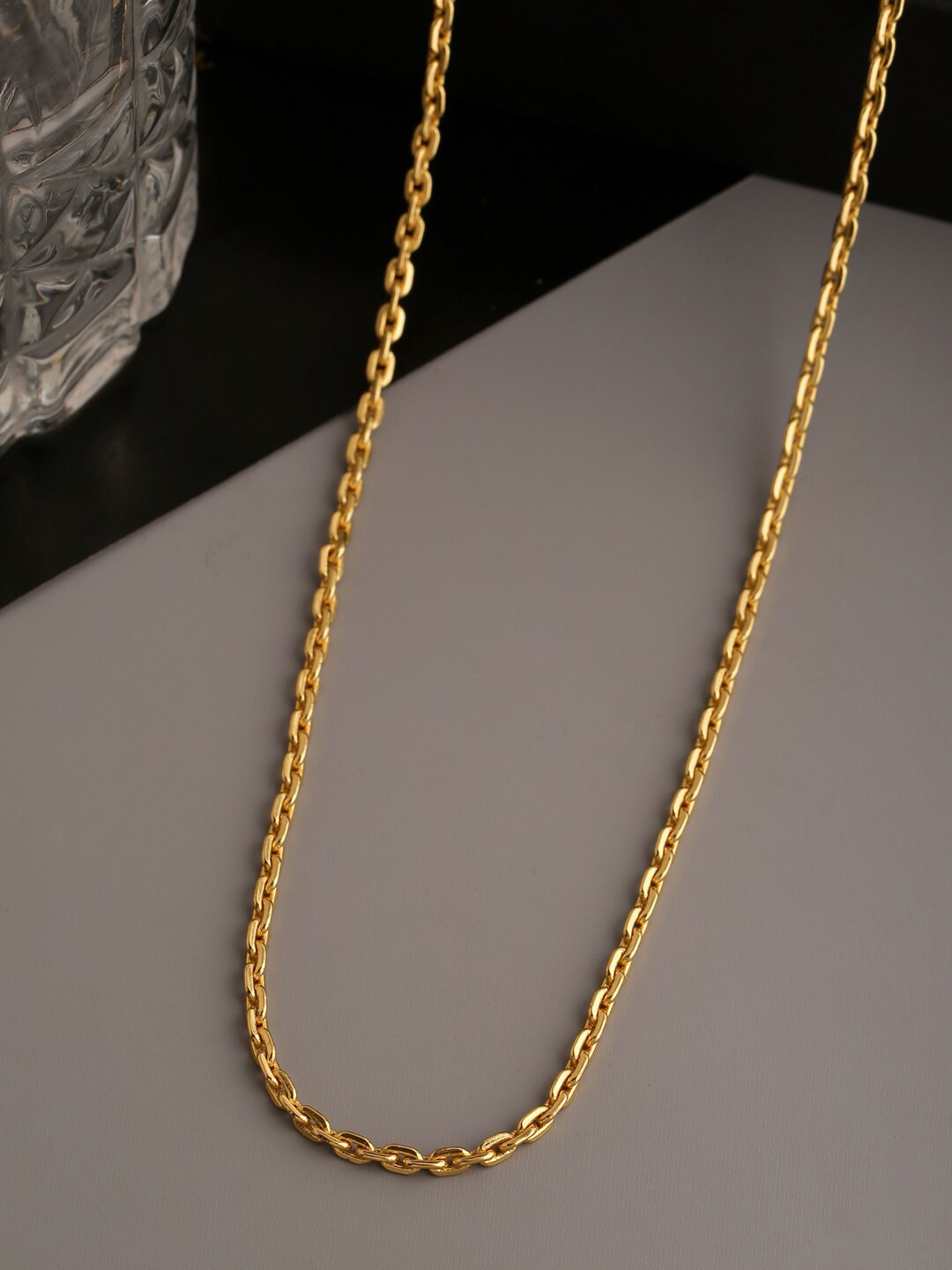 

Tistabene Men Gold-Toned Alloy Elongated Link Gold Plated Chain