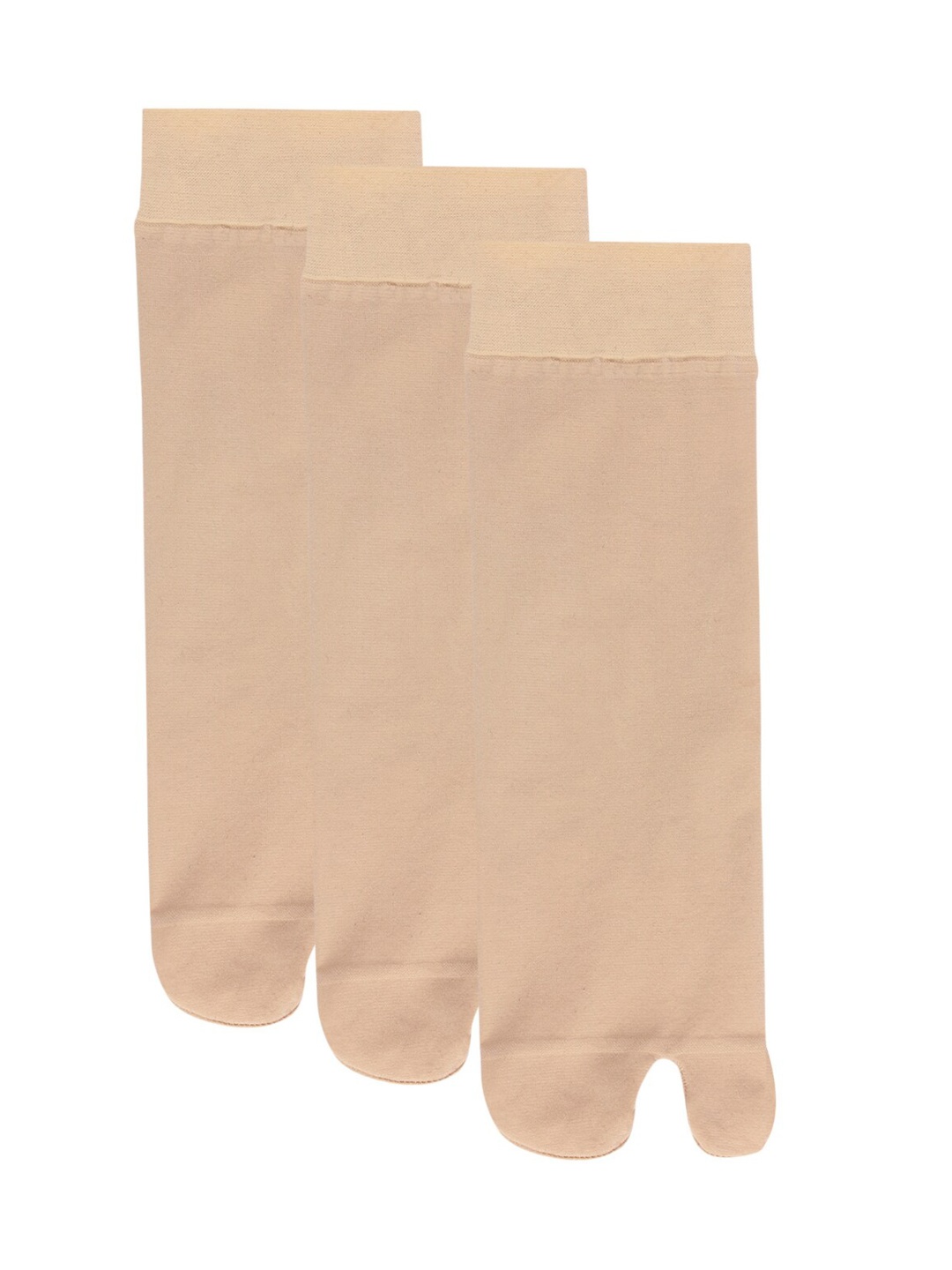 

N2S NEXT2SKIN Women Pack Of 3 Beige Solid Sheer Ankle-Length Thumb Socks