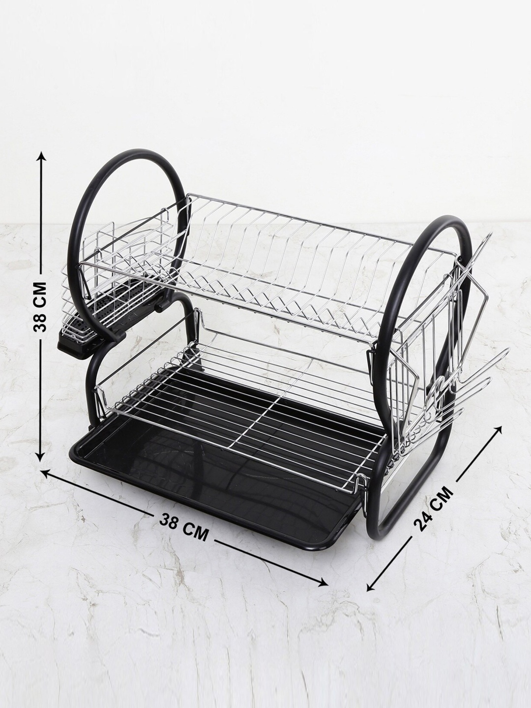 

Home centre Silver Solid Metal Orion Two-Tier Chrome Dish Rack