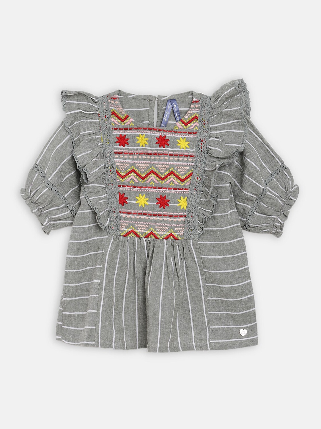

Blue Giraffe Grey Striped Regular Top