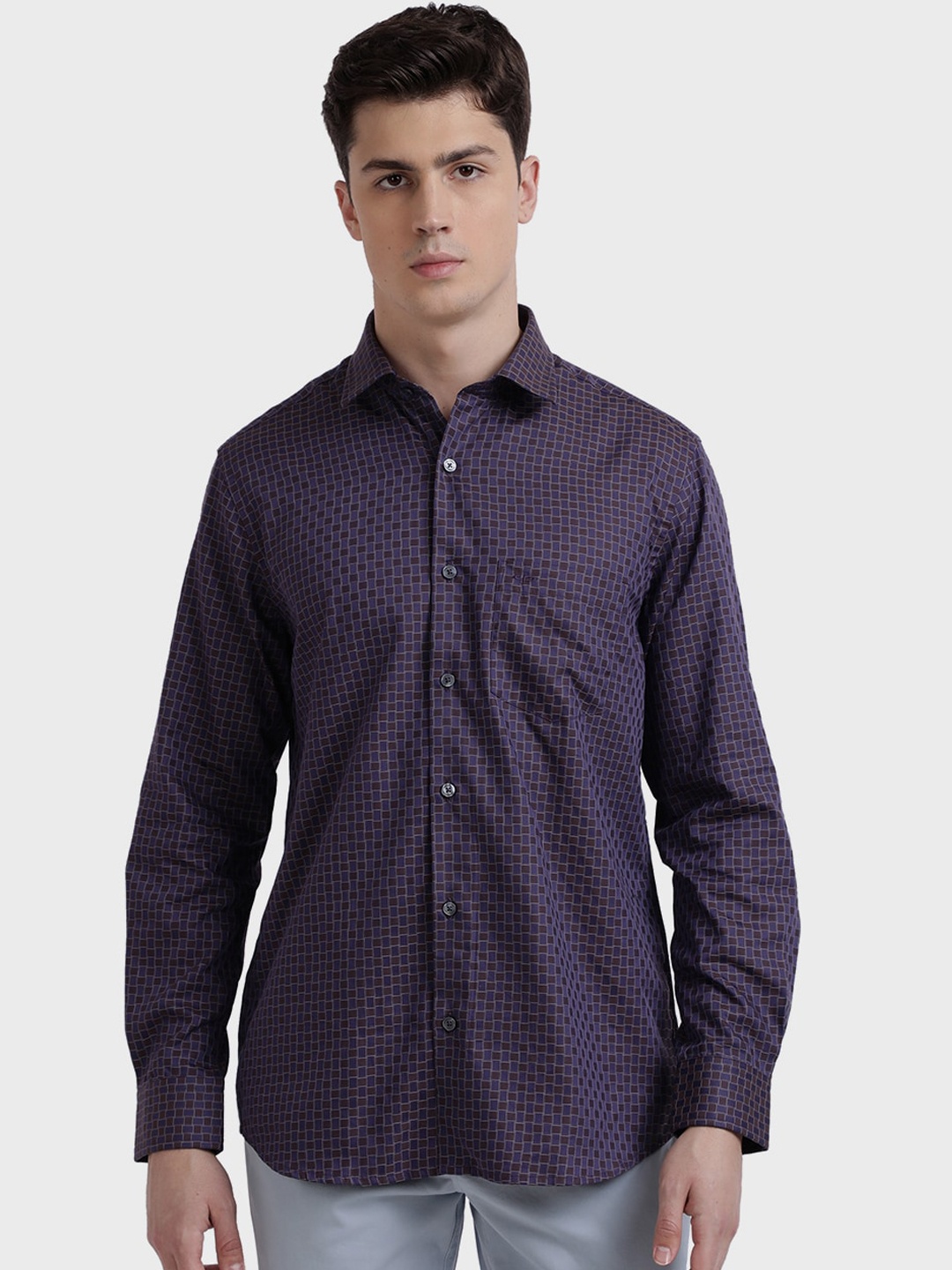 

ColorPlus Men Brown Tailored Fit Printed Casual Shirt