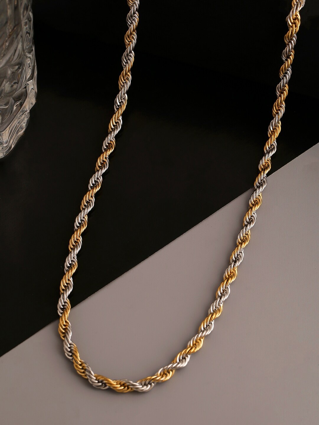 

Tistabene Men Gold-Toned & Silver-Toned Alloy Gold-Plated Chain