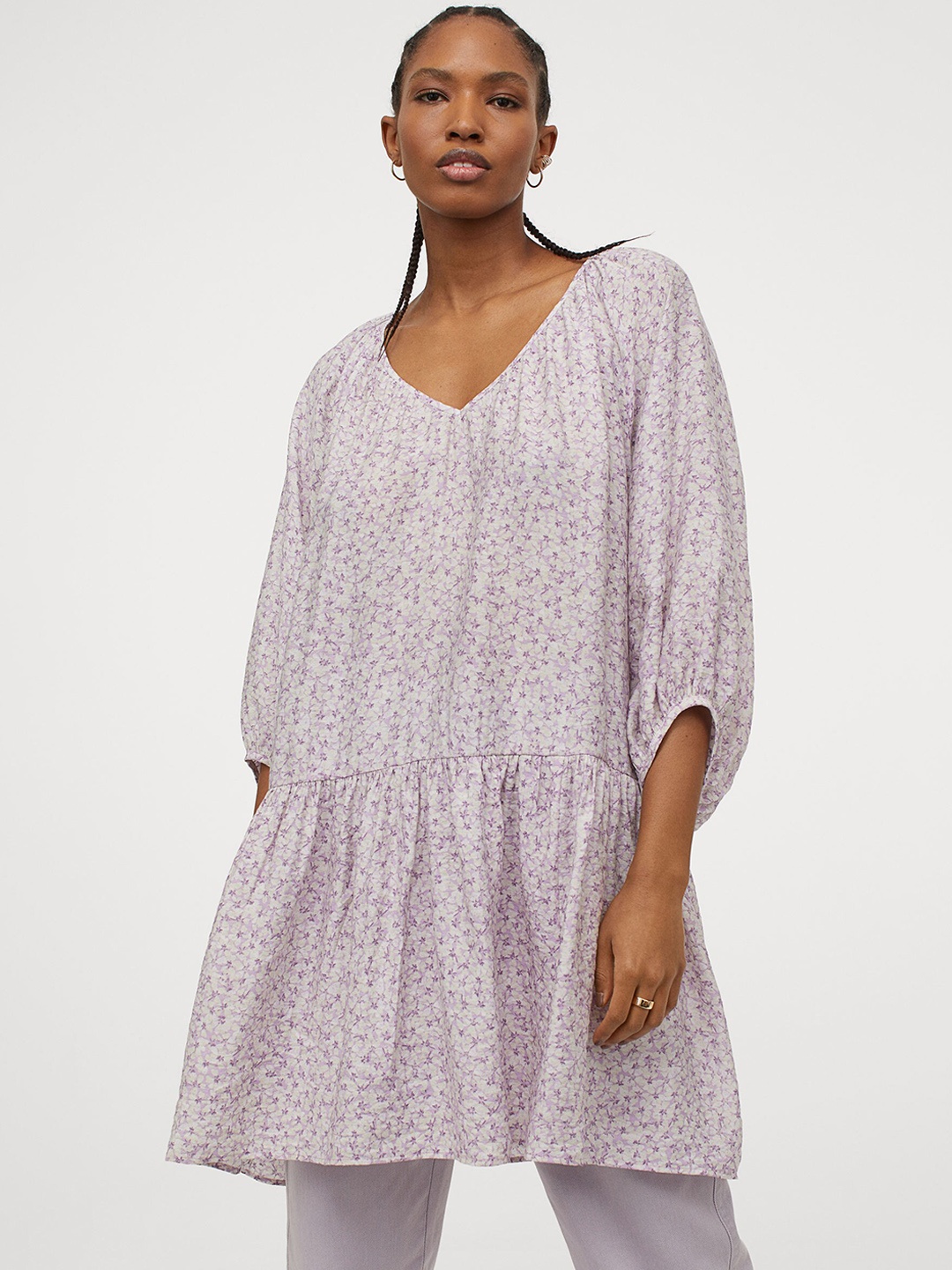 

H&M Purple Printed Airy Dress