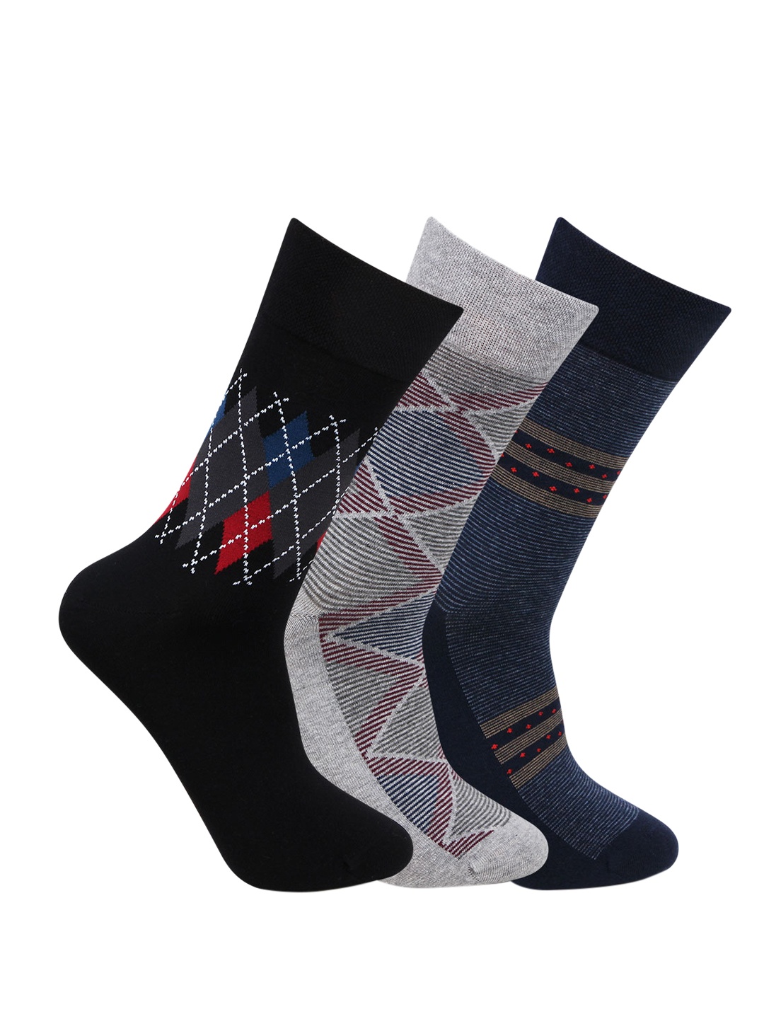 

Bonjour Men Pack Of 3 Assorted Calf-Length Socks