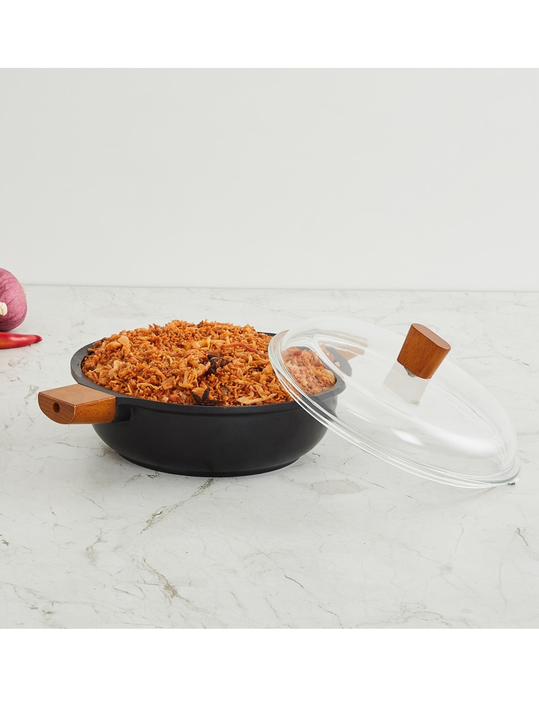 

Home Centre Black Solid Raisin Gibson Casserole with Lid