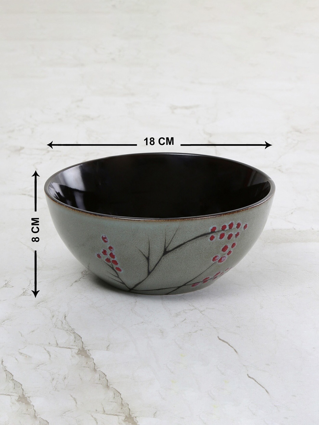 

Home Centre Grey & Red Printed Serving Bowl