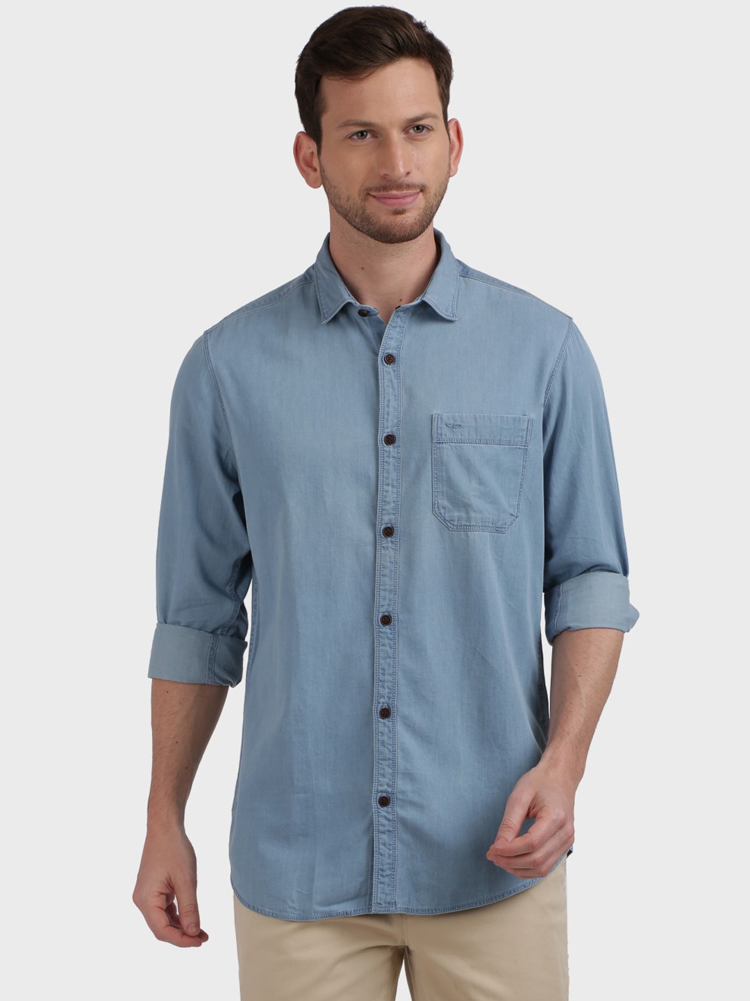 

ColorPlus Men Blue Regular Fit Solid Casual Shirt