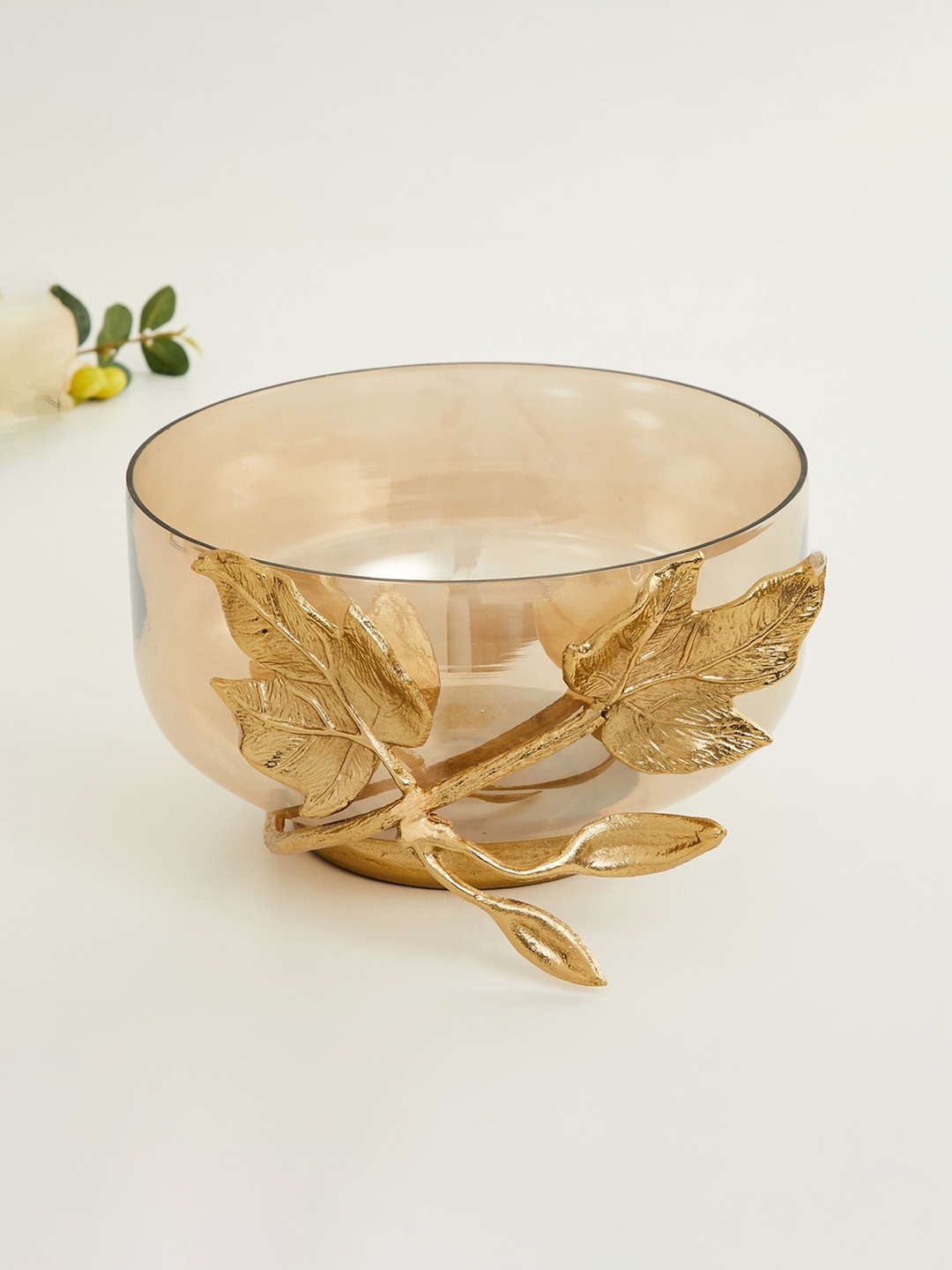 

Home Centre Gold-Toned Fiesta Maple Glass Decorative Bowl
