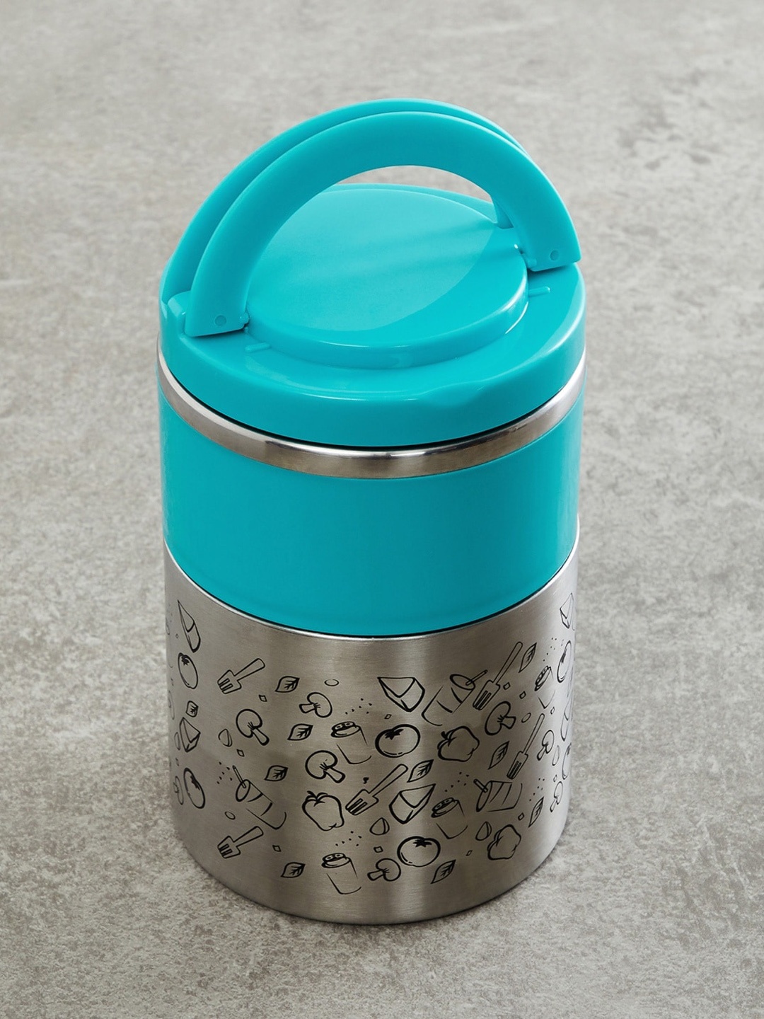 

Home Centre Silver-Toned & Blue Colurblocked 2-Tier Vacuum & BPA Free Lunch Box