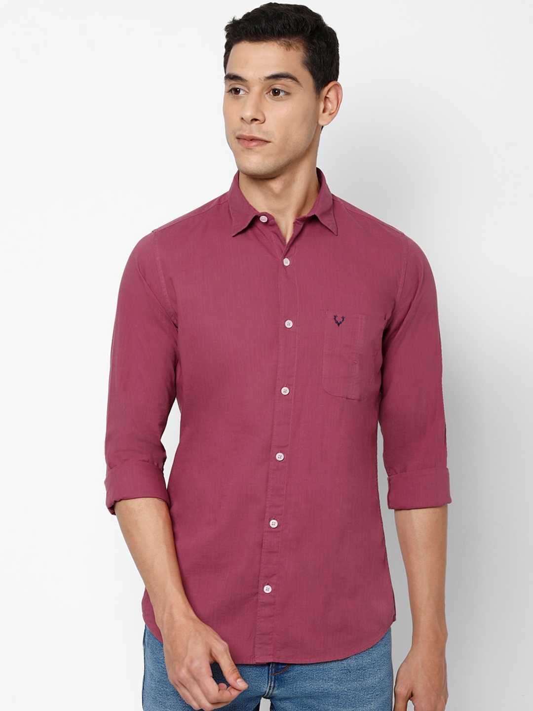 

Allen Solly Men Pink Slim Fit Solid Casual Shirt