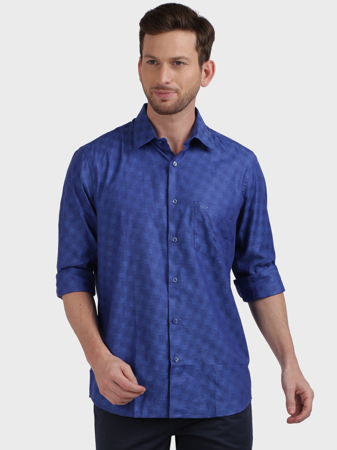 

ColorPlus Men Blue Tailored Fit Printed Casual Shirt