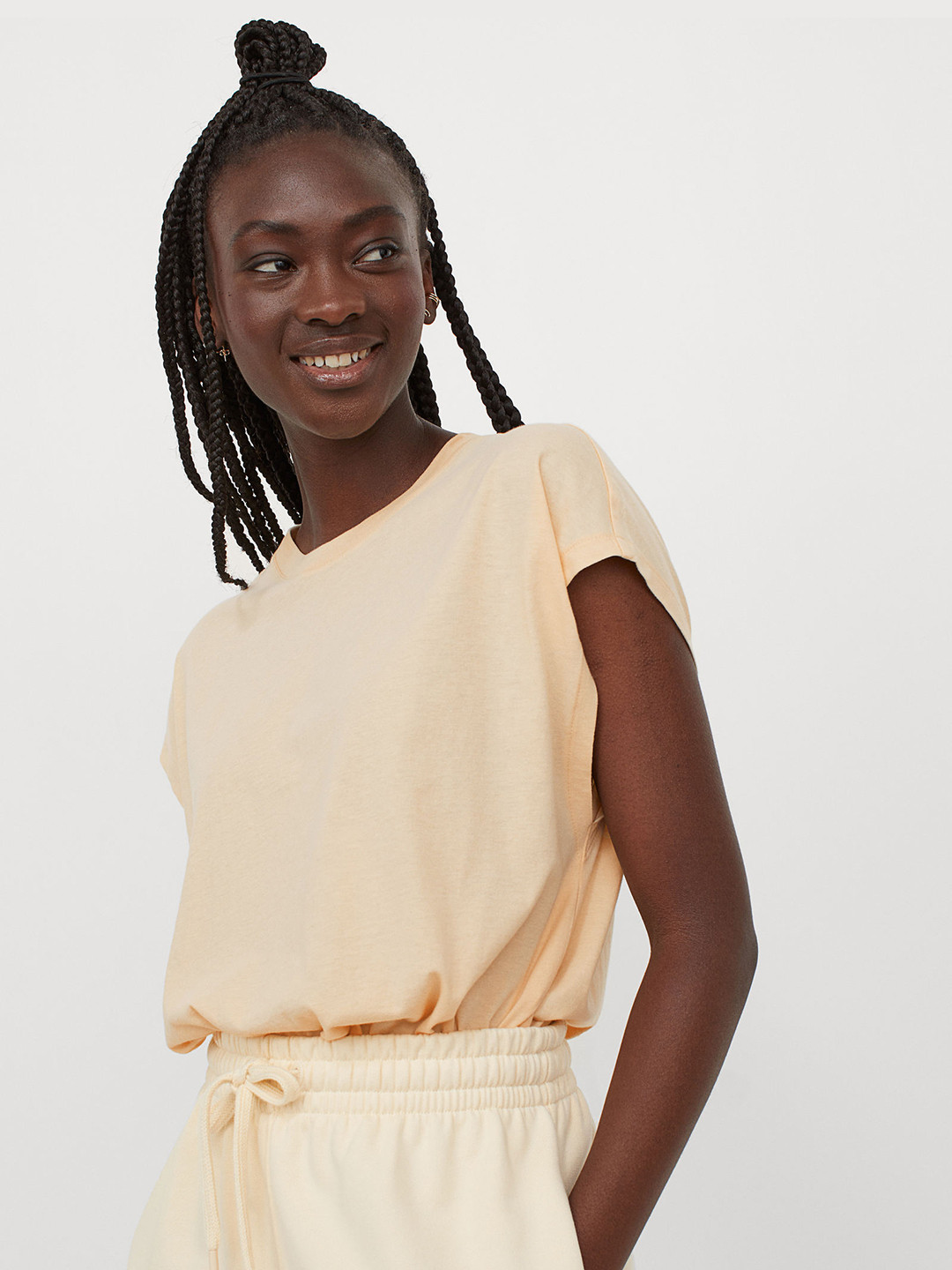 

H&M Women Yellow & Beige Jersey Sleeveless Top